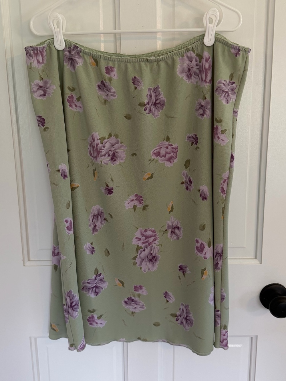 Vintage Maggie McNaughton 2X Sage Green Purple Floral Midi Skirt